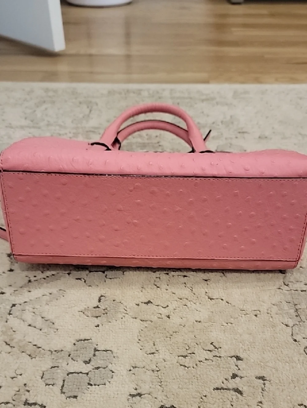 kate spade Ostrich-Embossed Pink Dome Satchel with Strap